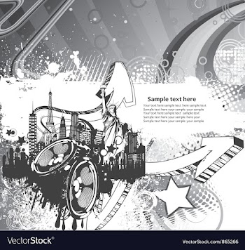 Music background with city vector image