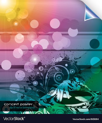 Music background with dj and floral vector image