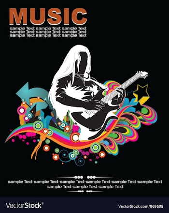 Music background with guitar player vector image