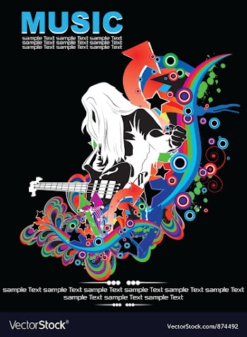 Music background with guitar player vector image