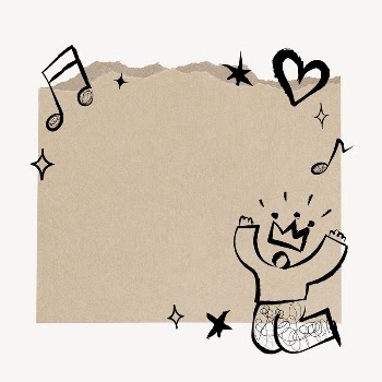 Music doodle frame, torn paper | Free PSD - rawpixel