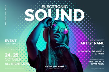 Music event poster template with colorful shapes Free Vector