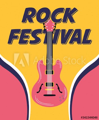 music fest poster with guitar electric instrument