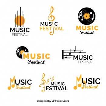Music festival logo collection with flat design Free Vector