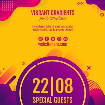 Music festival yellow background template Free Psd