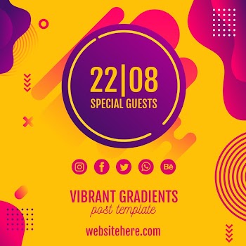 Music festival yellow background template Free Psd