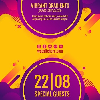 Music festival yellow background template Free Psd