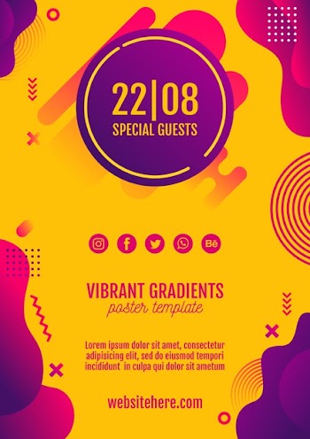 Music festival yellow poster template Free Psd
