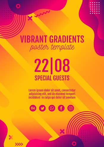 Music festival yellow poster template Free Psd