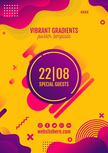 Music festival yellow poster template Free Psd