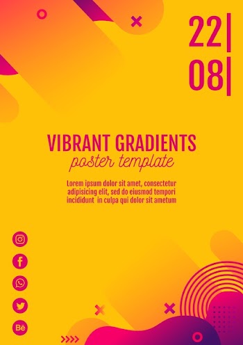 Music festival yellow poster template Free Psd