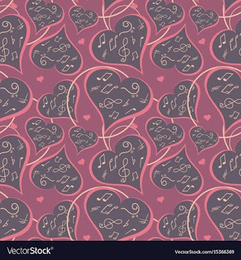 Music heart seamless pattern vector image