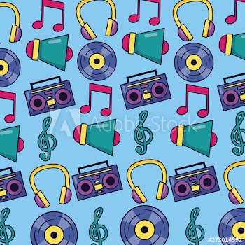 music megaphone boombox vinyl note background