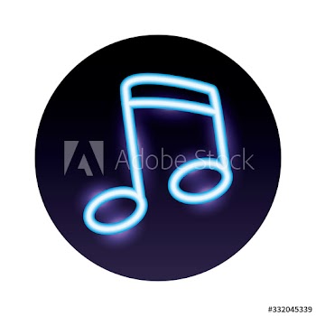 music note neon light icon