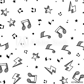 music notes and stars pattern background