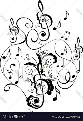 Music notes floral ornament vector image