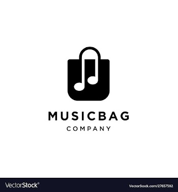 Music notes with bag icon logo vector image