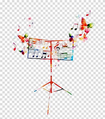 Music sheet stand illujstration, Choir Illustration, Colorful elements transparent background PNG clipart