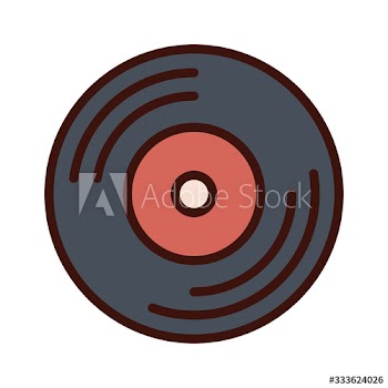 music vinyl disk record line and fill icon