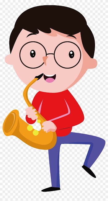 Musical Instrument Cartoon Child Illustration - แซ ก โซ โฟน การ์ตูน