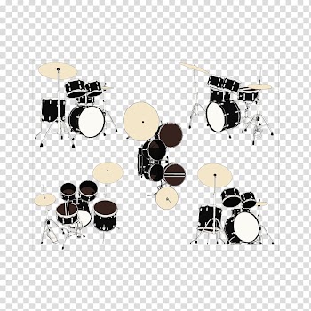 Musical instrument Drummer Drums, Black and white material drums transparent background PNG clipart