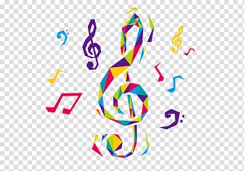 Musical note, Color irregular patchwork notes transparent background PNG clipart