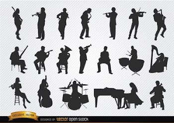 Musicians silhouettes set