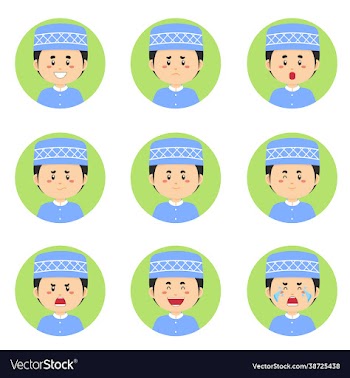 muslim avatar with various expression