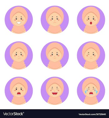 muslim avatar with various expression