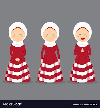 muslim casual character with various expression