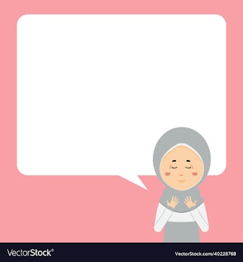 muslim character pray with text bubbles