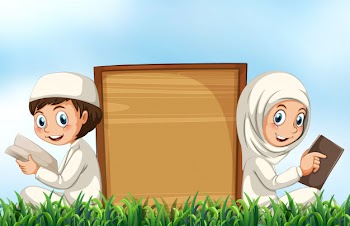 Muslim couple reading bible on the grass Free Vector