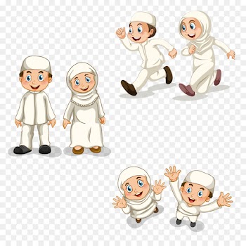 Muslim Islam Child Illustration - Three groups of Muslim children vector figure illustration 