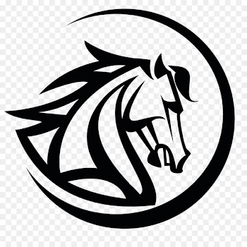 Mustang Stallion Logo Black - horseshoe 
