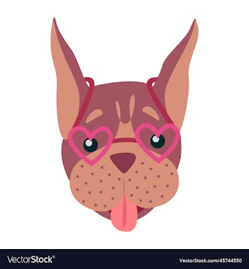 muzzle of a dog wearing heart-shaped glasses