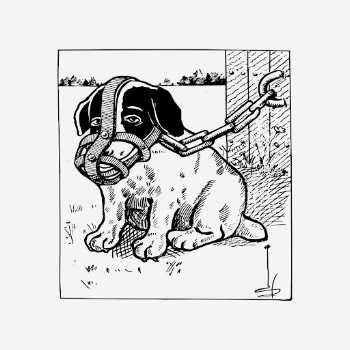 Muzzled puppy, animal clipart, vintage | Free Photo - rawpixel