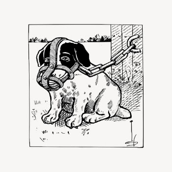 Muzzled puppy, animal clipart, vintage | Free Vector - rawpixel