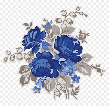 My Design / Blue Flowers - Blue Vintage Floral Pattern Background
