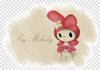 My melody, pink and white animal sticker transparent background PNG clipart