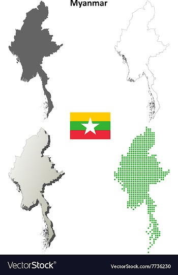 Myanmar outline map set vector image