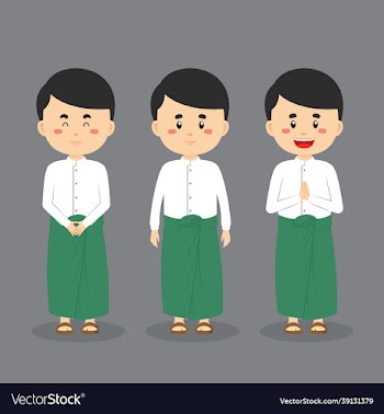 myanmar student character with expression