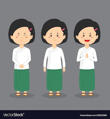 myanmar student character with expression