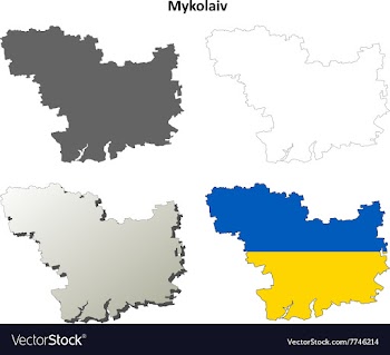 Mykolaiv blank outline map set vector image