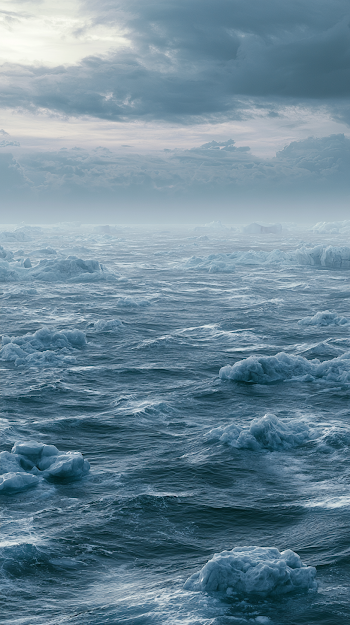 Mysterious Antarctic Ocean with Drifting Ice