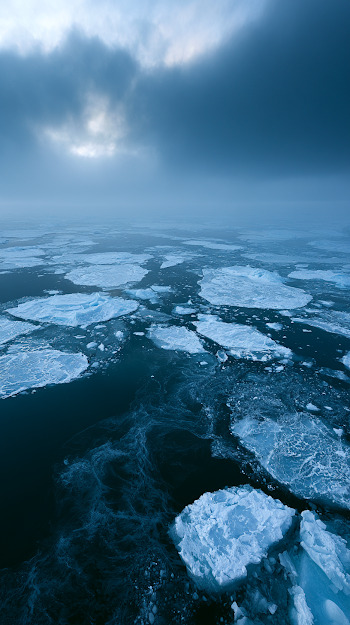 Mysterious Antarctic Ocean with Drifting Ice