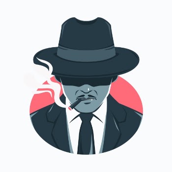 Mysterious mafia man smoking a cigarette Free Vector