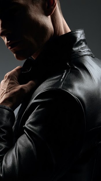 Mysterious Male Model in Leather Jacket