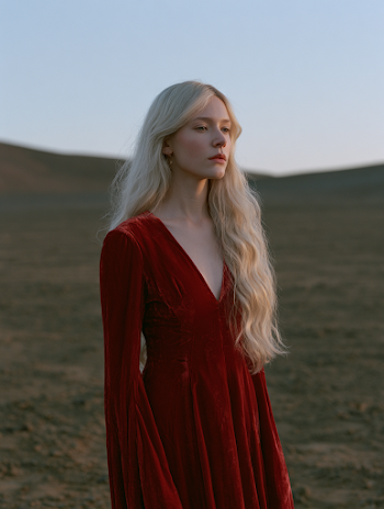 Mysterious Woman in Cosmic Desert
