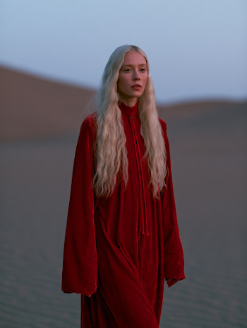 Mysterious Woman in Lunar Desert
