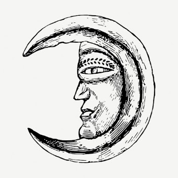 Mystical crescent moon collage element, | Free PSD - rawpixel